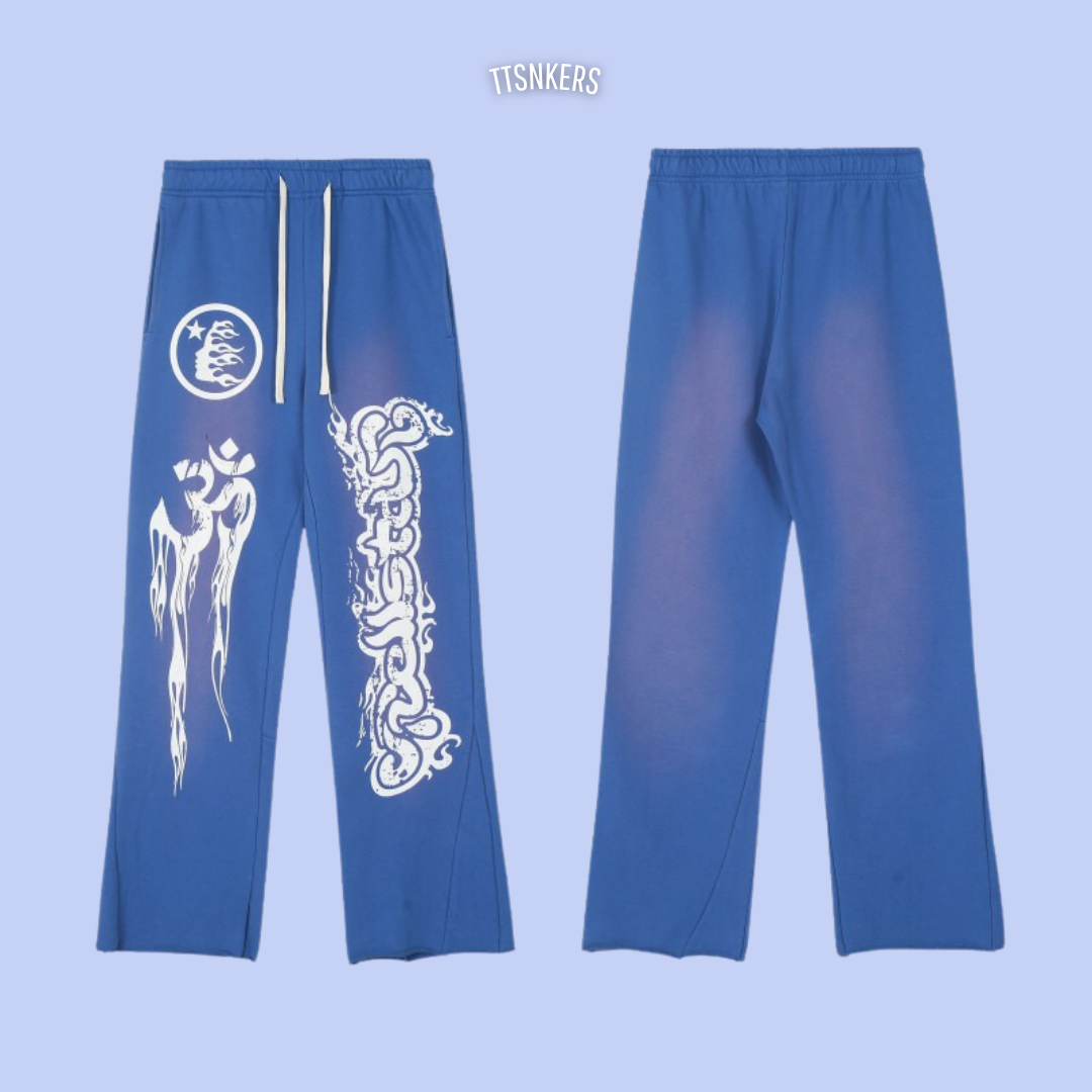 Calça Hellstar Moletom Azul Yoga
