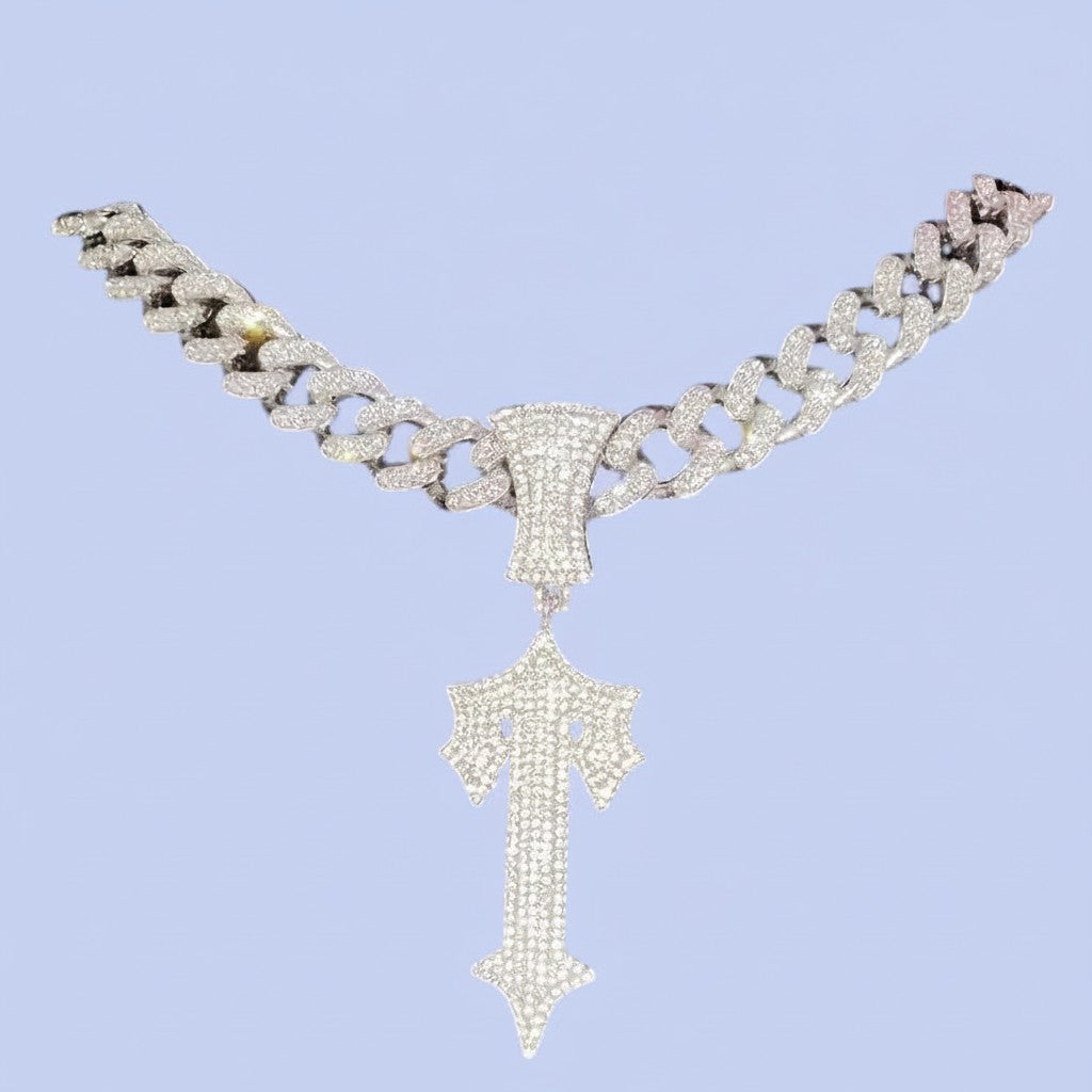 Corrente Cravejada Cuban Link + Pingente Trapstar
