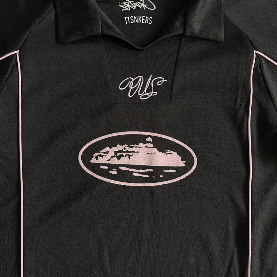 Camisa Corteiz Talismo Futebol Preta/Rosa