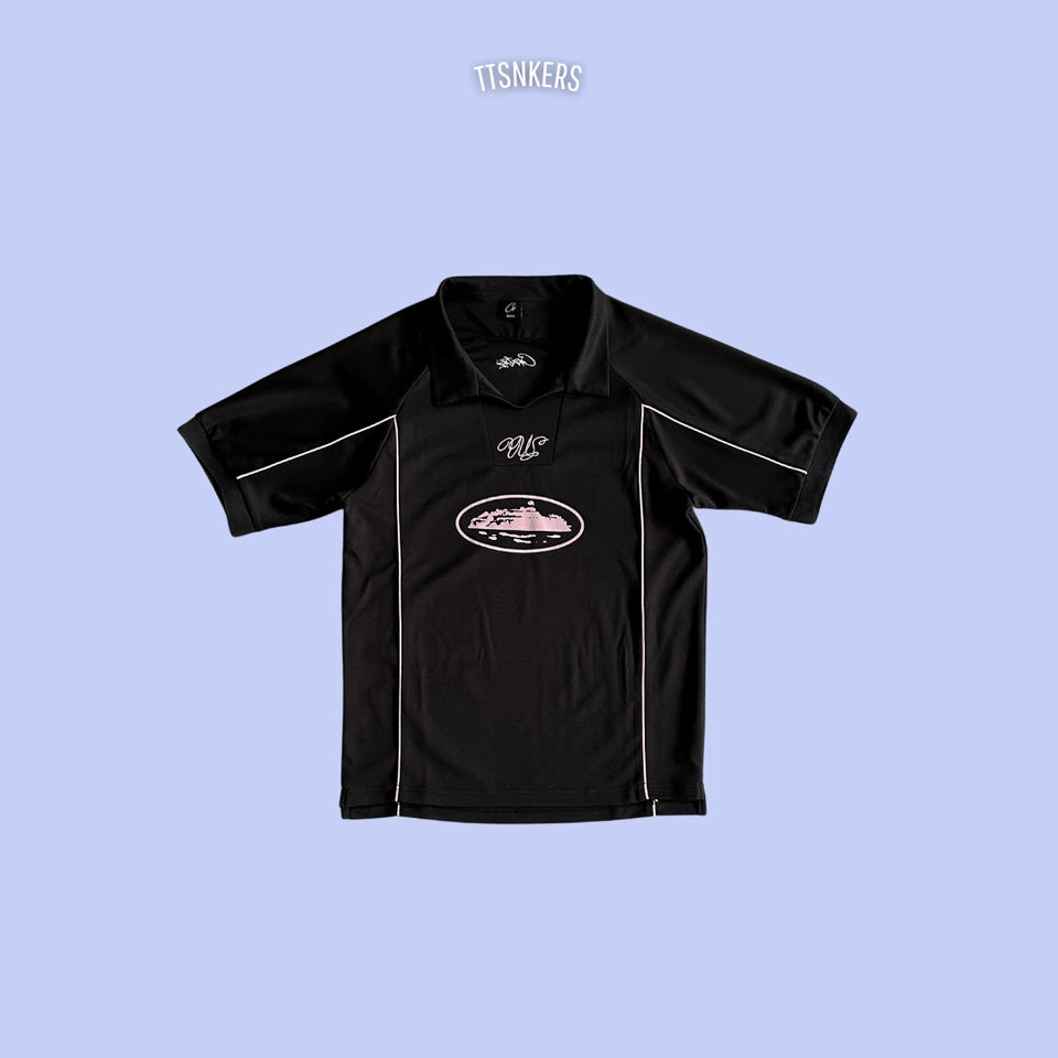 Camisa Corteiz Talismo Futebol Preta/Rosa