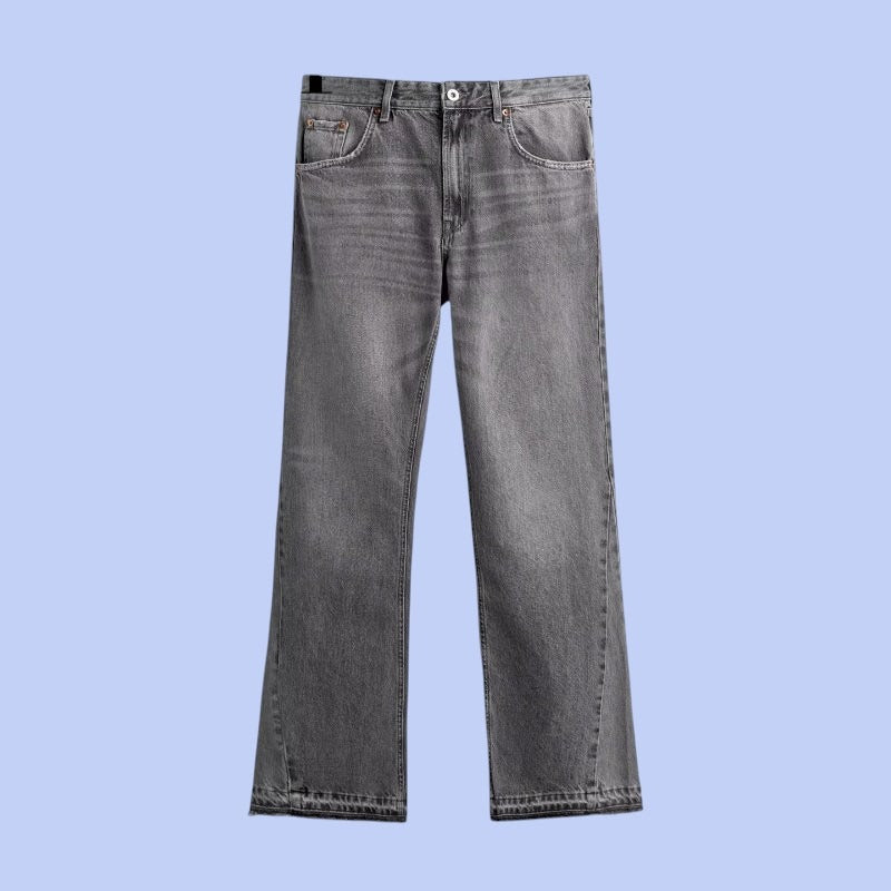 Calça Flare Zara Jeans Cinza Claro