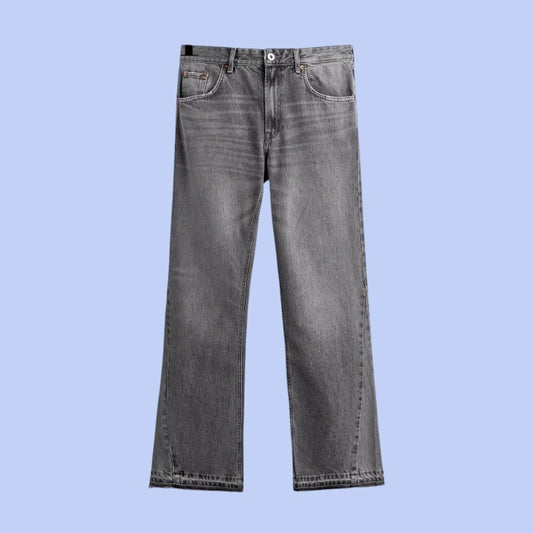 Calça Flare Zara Jeans Cinza Claro